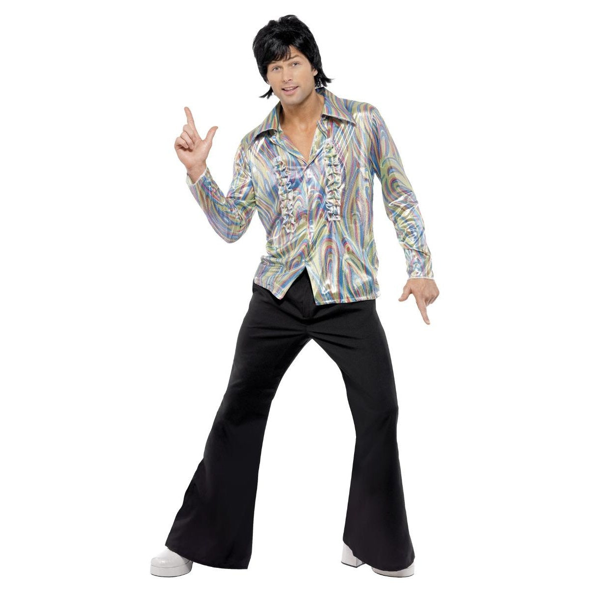 Black-Multicoloured - Front - Smiffys Mens 1970s Retro Costume Set