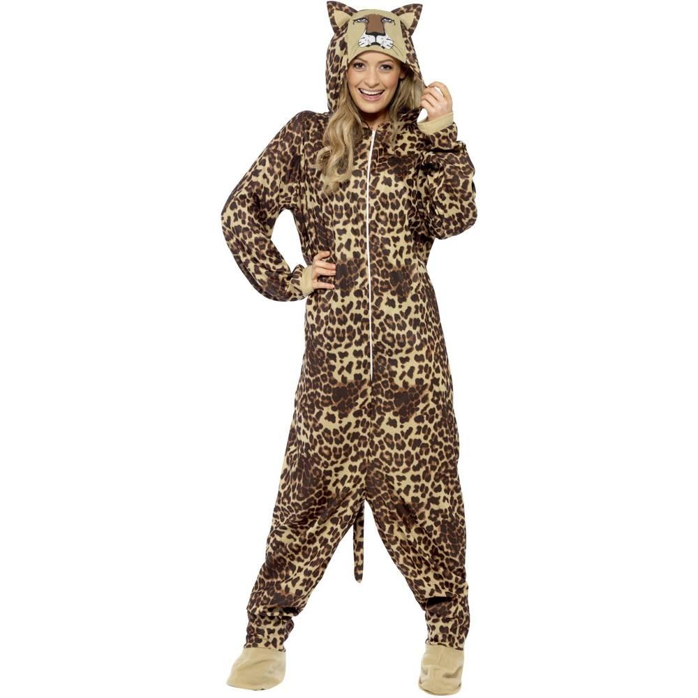 Brown - Back - Smiffys Unisex Adult Leopard Costume