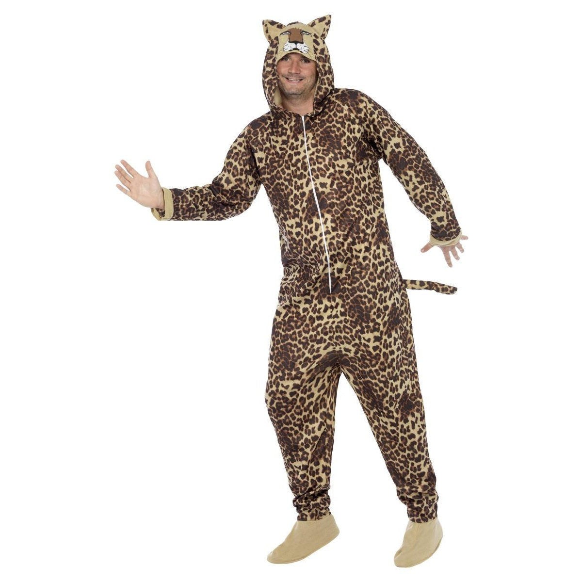 Brown - Front - Smiffys Unisex Adult Leopard Costume