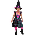 Black-Pink-Neon - Back - Smiffys Girls Star Witch Polyester Costume Set