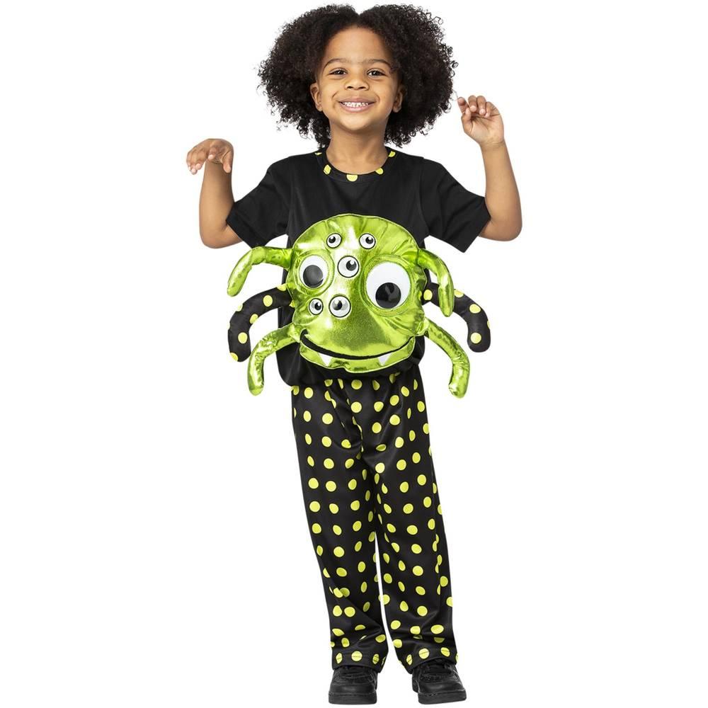 Black-Green - Back - Smiffys Childrens-Kids Neon Spider Costume Set