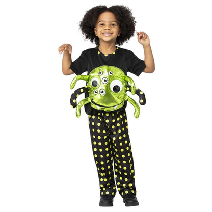 Black-Green - Front - Smiffys Childrens-Kids Neon Spider Costume Set