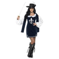 Navy-White-Black - Front - Smiffys Womens-Ladies Musketeer Costume Set