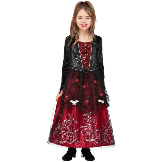 Black-Red - Back - Smiffys Girls Deluxe Vampiress Costume