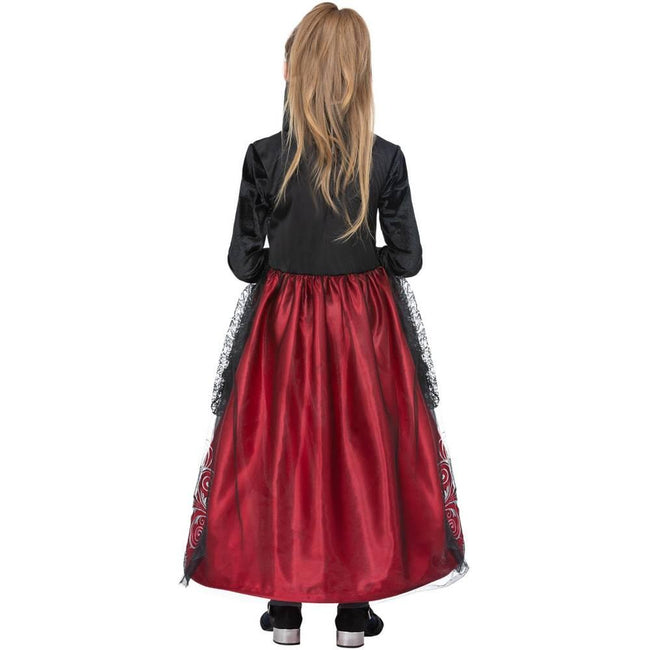 Black-Red - Side - Smiffys Girls Deluxe Vampiress Costume