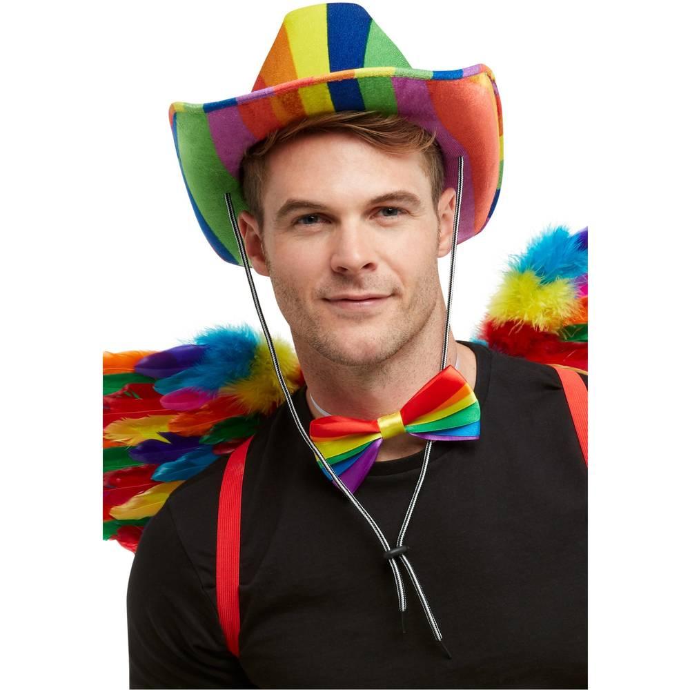 Multicoloured - Back - Smiffys Unisex Adult Stetson Rainbow Costume Hat