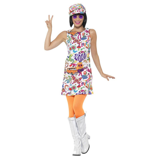 Multicoloured - Front - Smiffys Womens-Ladies 60s Groovy Chick Costume Set