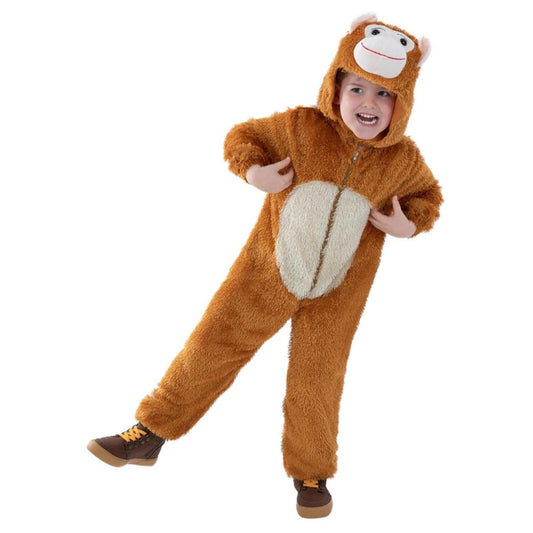 Brown-White - Front - Smiffys Childrens-Kids Monkey Costume