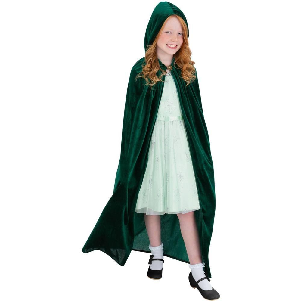 Green - Back - Smiffys Childrens-Kids Deluxe Cloak