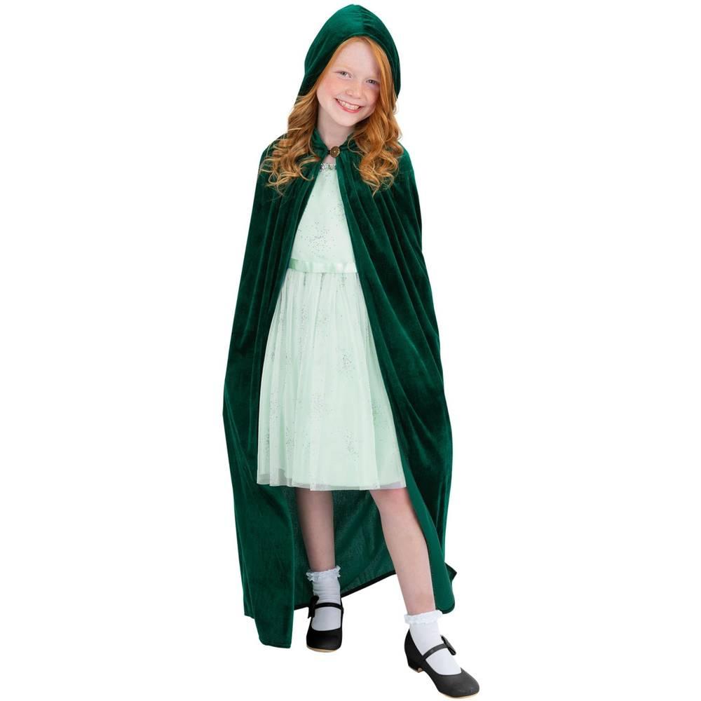 Green - Side - Smiffys Childrens-Kids Deluxe Cloak