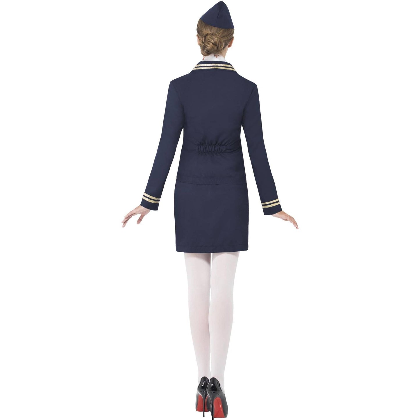 Blue - Side - Smiffys Womens-Ladies Airways Attendant Costume Set
