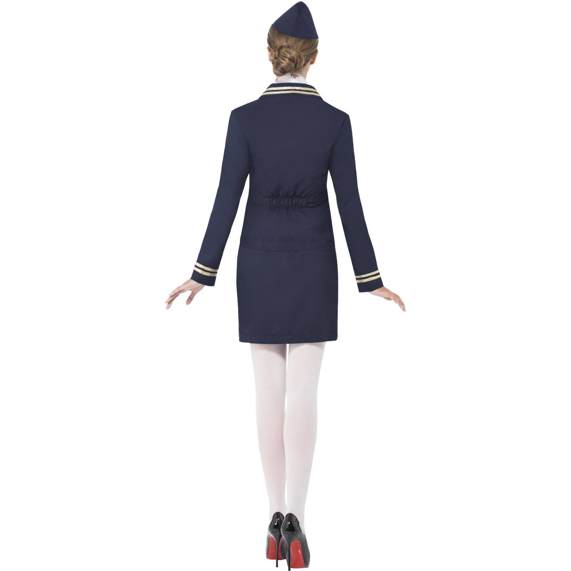 Blue - Side - Smiffys Womens-Ladies Airways Attendant Costume Set