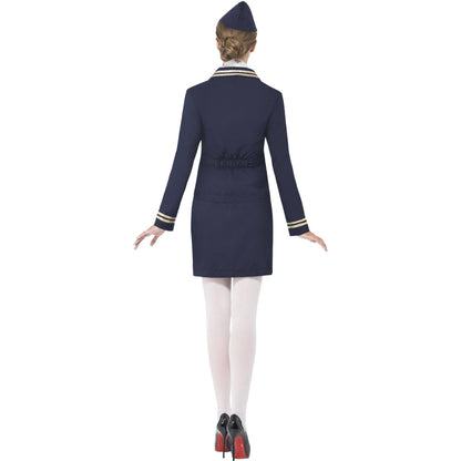 Blue - Side - Smiffys Womens-Ladies Airways Attendant Costume Set