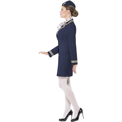 Blue - Lifestyle - Smiffys Womens-Ladies Airways Attendant Costume Set