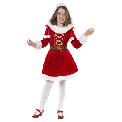 Red-White - Front - Smiffys Girls Little Miss Santa Costume Dress