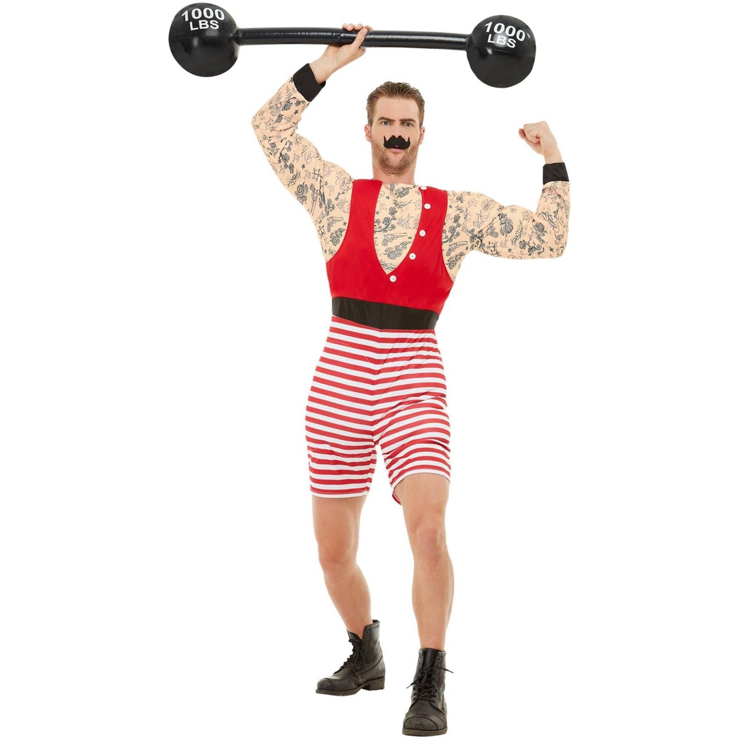 White-Red-Black - Back - Smiffys Mens Deluxe Strongman Costume Set