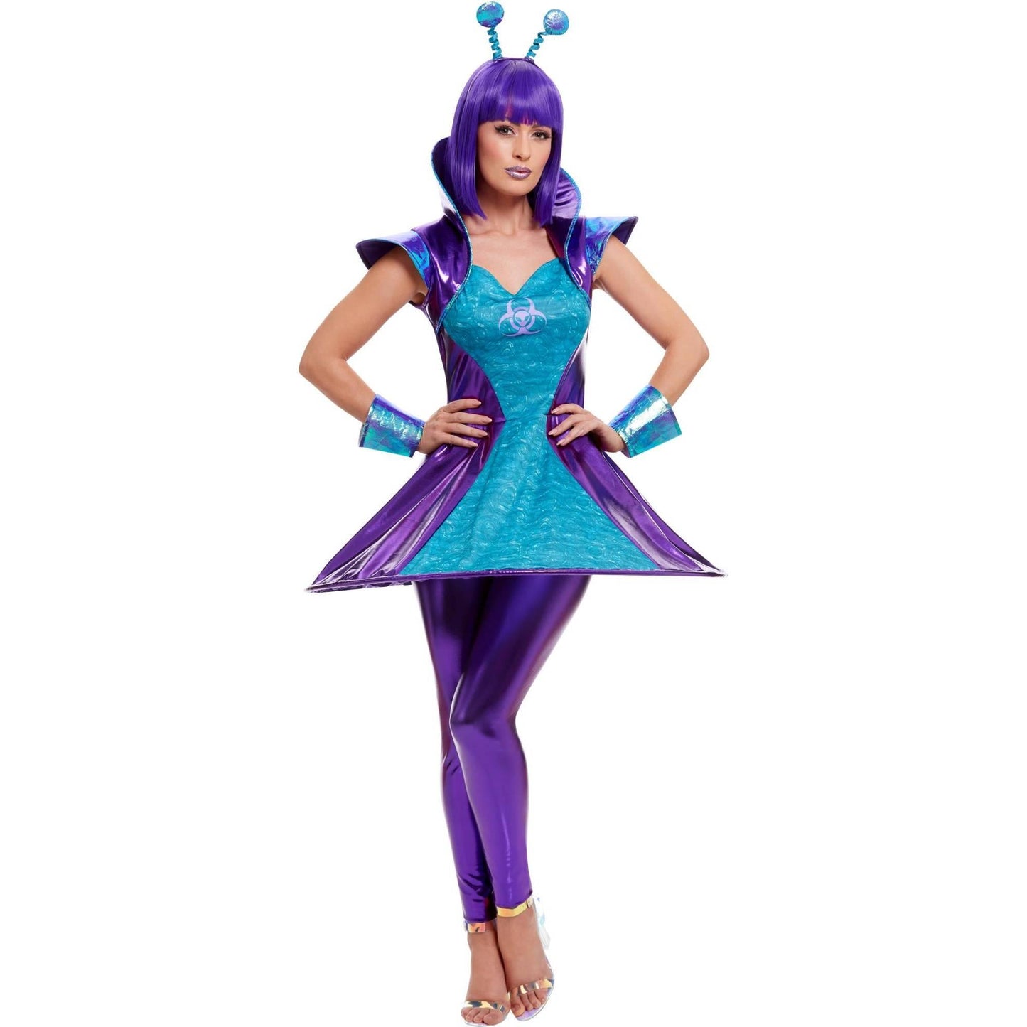Blue-Purple - Back - Smiffys Womens-Ladies Alien Costume Set
