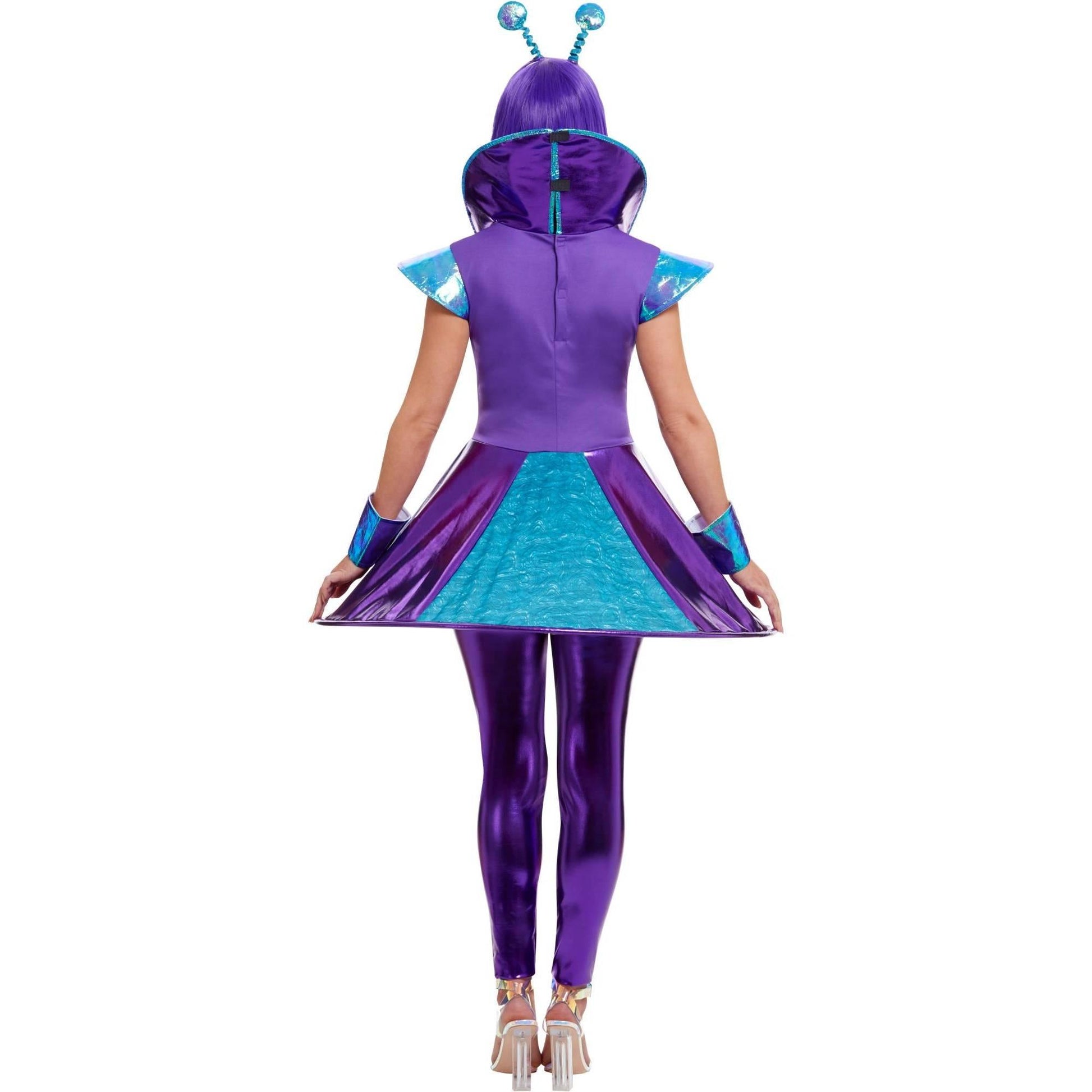 Blue-Purple - Side - Smiffys Womens-Ladies Alien Costume Set
