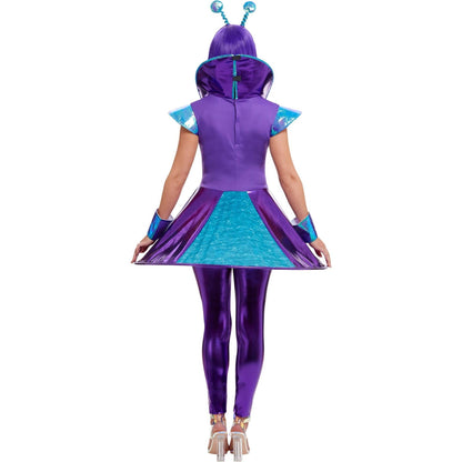 Blue-Purple - Side - Smiffys Womens-Ladies Alien Costume Set