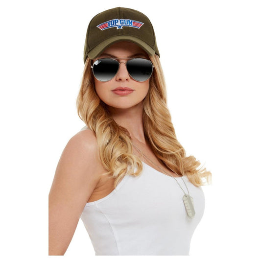 Khaki Green-Silver - Front - Top Gun Unisex Adult Costume Accessory Set