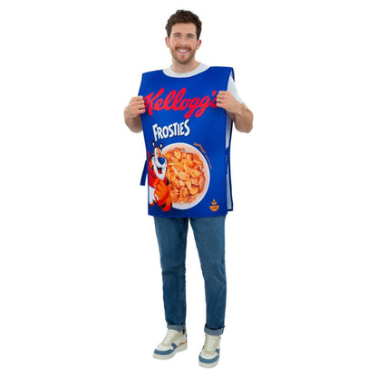 Blue-White-Red - Front - Kelloggs Unisex Adult Frosties Cereal Box Costume