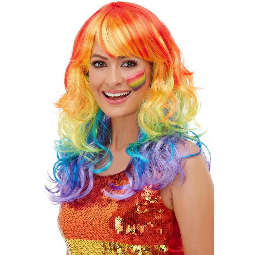 Multicoloured - Back - Smiffys Womens-Ladies Glam Rainbow Wig