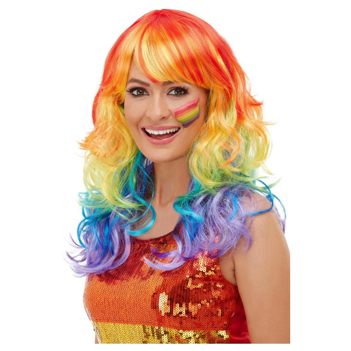 Multicoloured - Front - Smiffys Womens-Ladies Glam Rainbow Wig