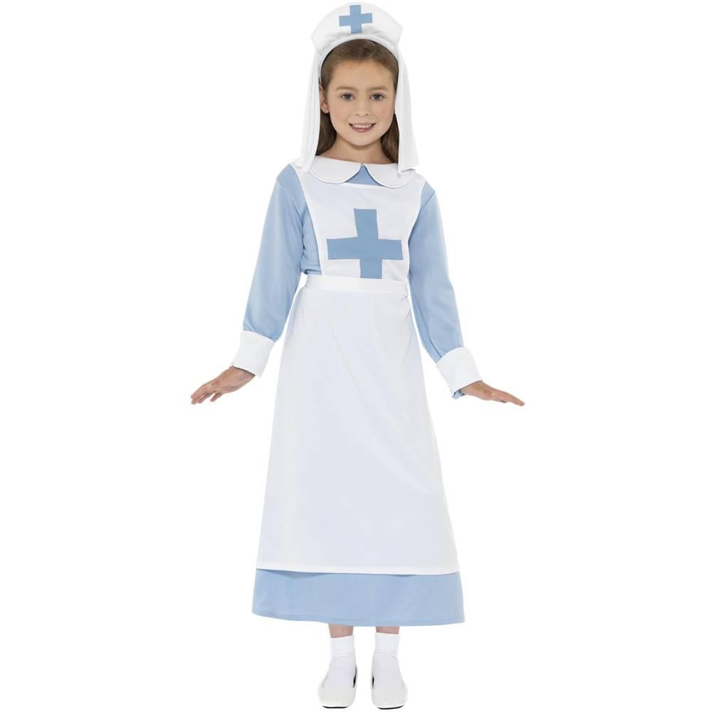 Blue-White - Side - Smiffys Girls World War I Nurse Costume Set