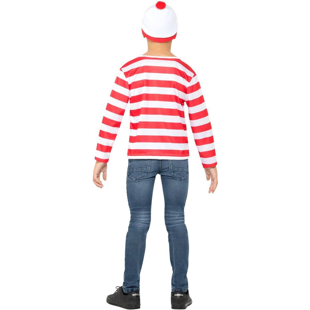 White-Red - Side - Wheres Wally? Childrens-Kids Costume Set