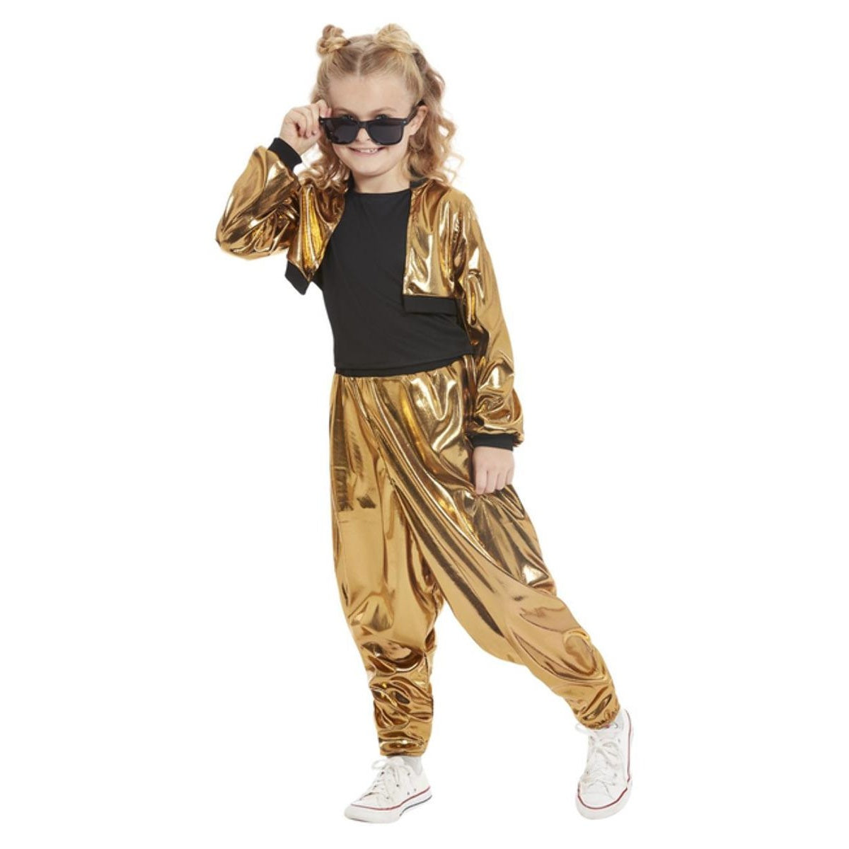 Black-Gold - Front - Smiffys Girls 80s Hammertime Costume Set