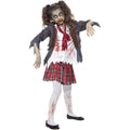 Grey-White-Red - Back - Smiffys Childrens-Kids Zombie School Girl Costume Set