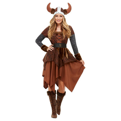 Brown - Front - Smiffys Womens-Ladies Viking Barbarian Queen Costume Set