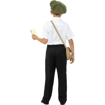 Brown - Side - Smiffys Childrens-Kids Evacuee Costume Accessory Set