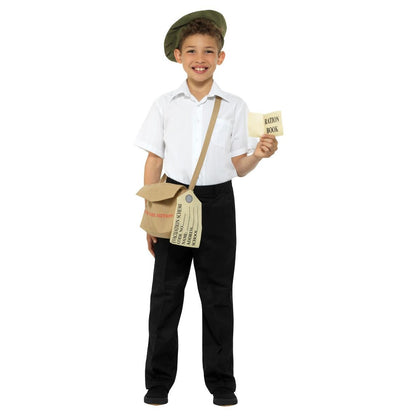 Brown - Front - Smiffys Childrens-Kids Evacuee Costume Accessory Set