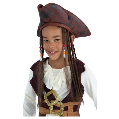 Brown - Front - Smiffys Childrens-Kids Pirate Dreadlocks Costume Hat