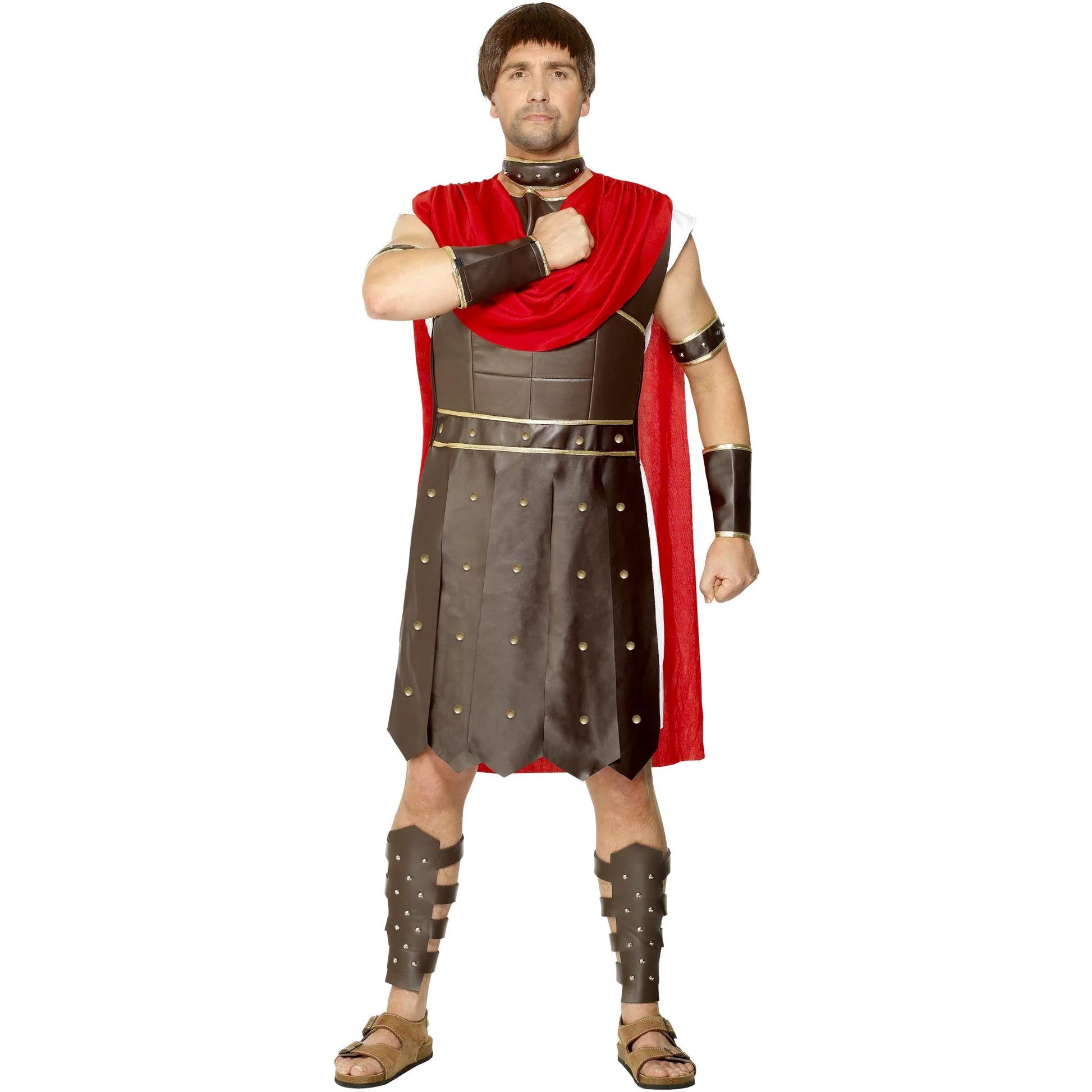 Brown - Back - Smiffys Mens Centurion Costume Set