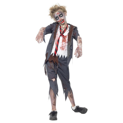 Grey-White - Front - Smiffys Childrens-Kids Zombie School Boy Costume