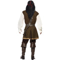 Brown-White-Gold - Back - Smiffys Mens High Seas Pirate Costume Set