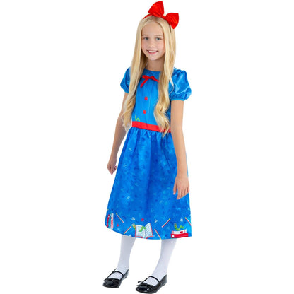 Blue-Red - Side - Smiffys Girls Book Worm Costume Set