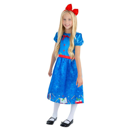 Blue-Red - Front - Smiffys Girls Book Worm Costume Set