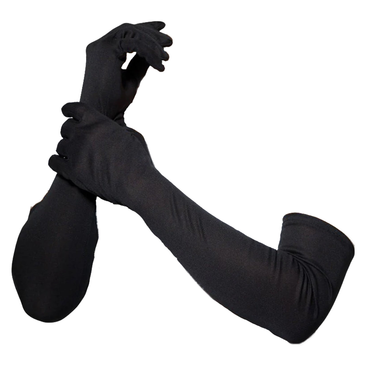 Black - Front - Smiffys Womens-Ladies Long Length Plain Gloves