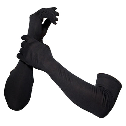 Black - Front - Smiffys Womens-Ladies Long Length Plain Gloves