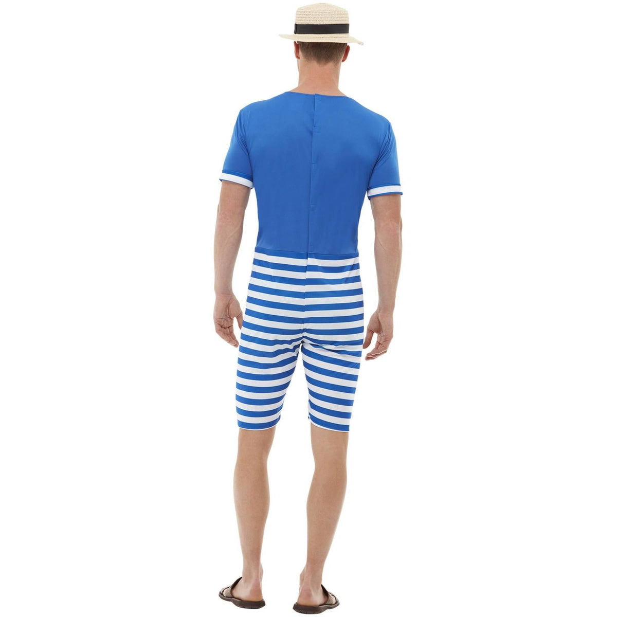 White-Blue - Side - Smiffys Mens 20s Bathing Suit Costume Set