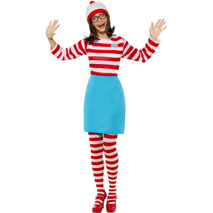 White-Red-Blue - Back - Wheres Wally? Womens-Ladies Wenda Costume Set