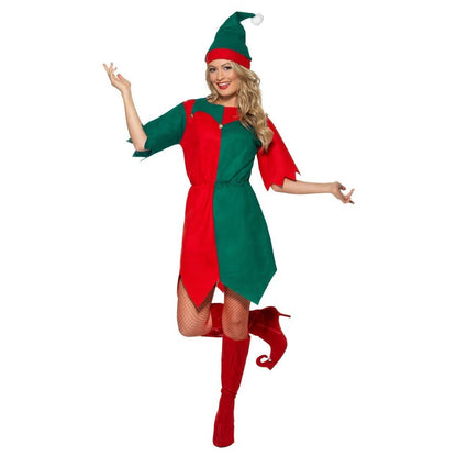 Red-Green - Side - Smiffys Unisex Adult Elf Christmas Costume