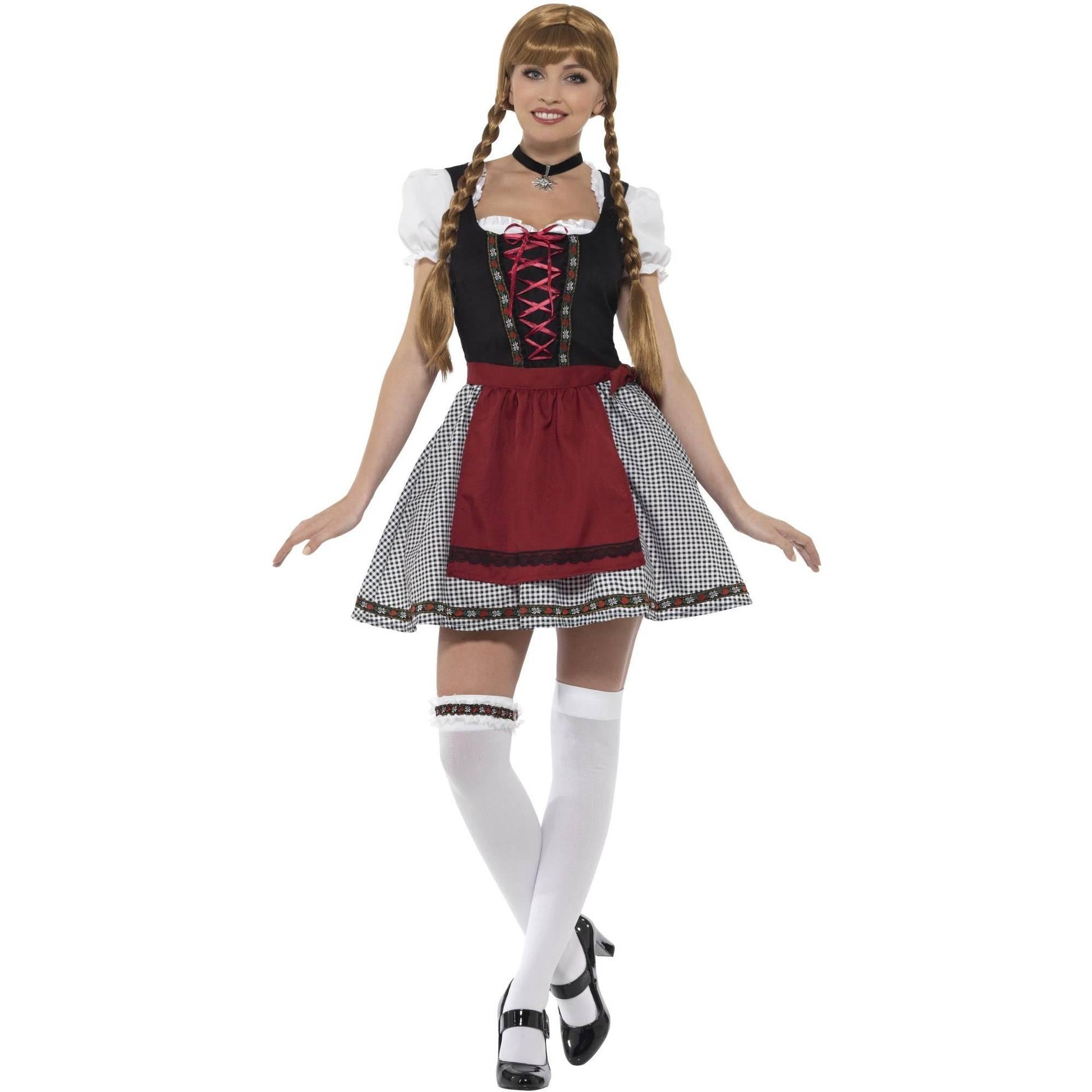 Black-Maroon - Back - Smiffys Womens-Ladies Flirty Frulein Bavarian Costume Set