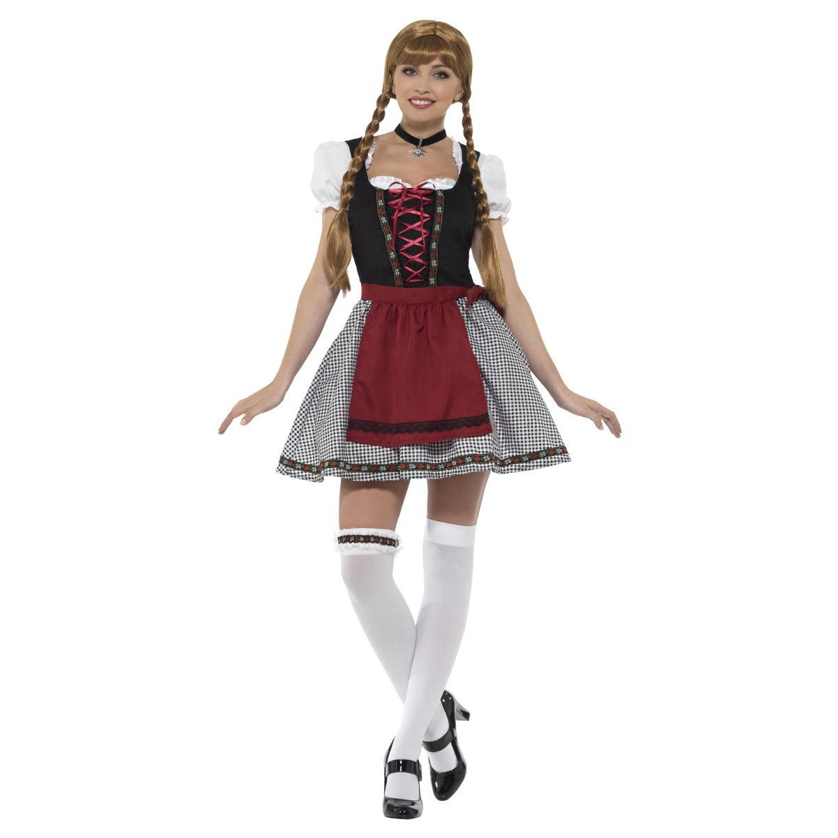 Black-Maroon - Front - Smiffys Womens-Ladies Flirty Frulein Bavarian Costume Set