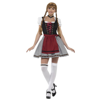 Black-Maroon - Front - Smiffys Womens-Ladies Flirty Frulein Bavarian Costume Set