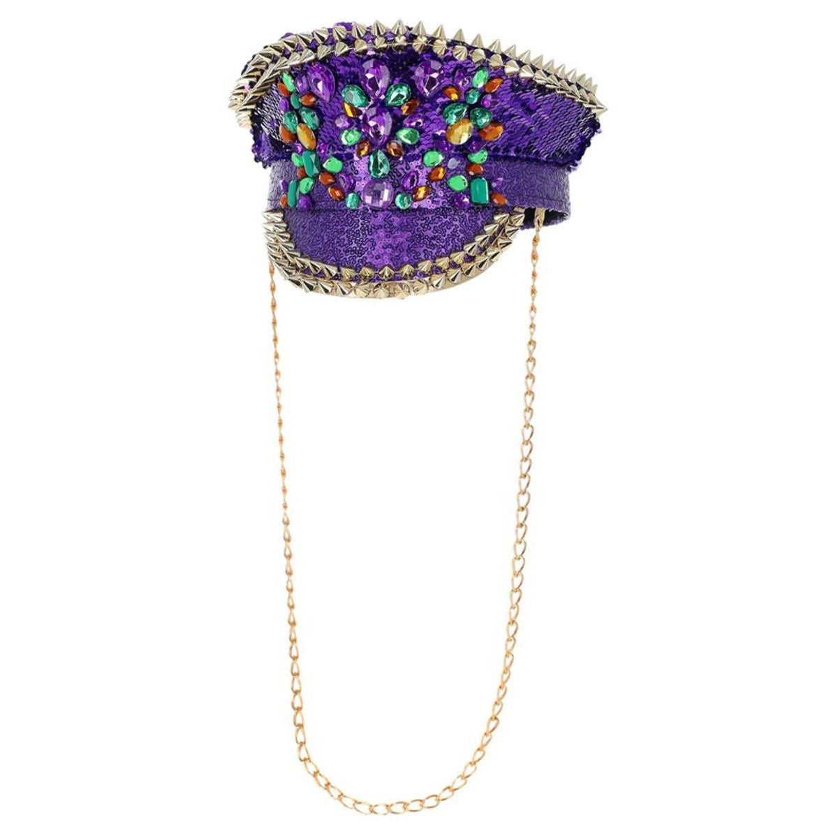 Purple - Front - Fever Unisex Adult Deluxe Sequin Studded Captains Hat