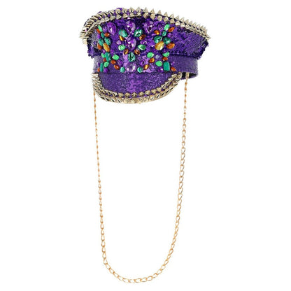 Purple - Front - Fever Unisex Adult Deluxe Sequin Studded Captains Hat
